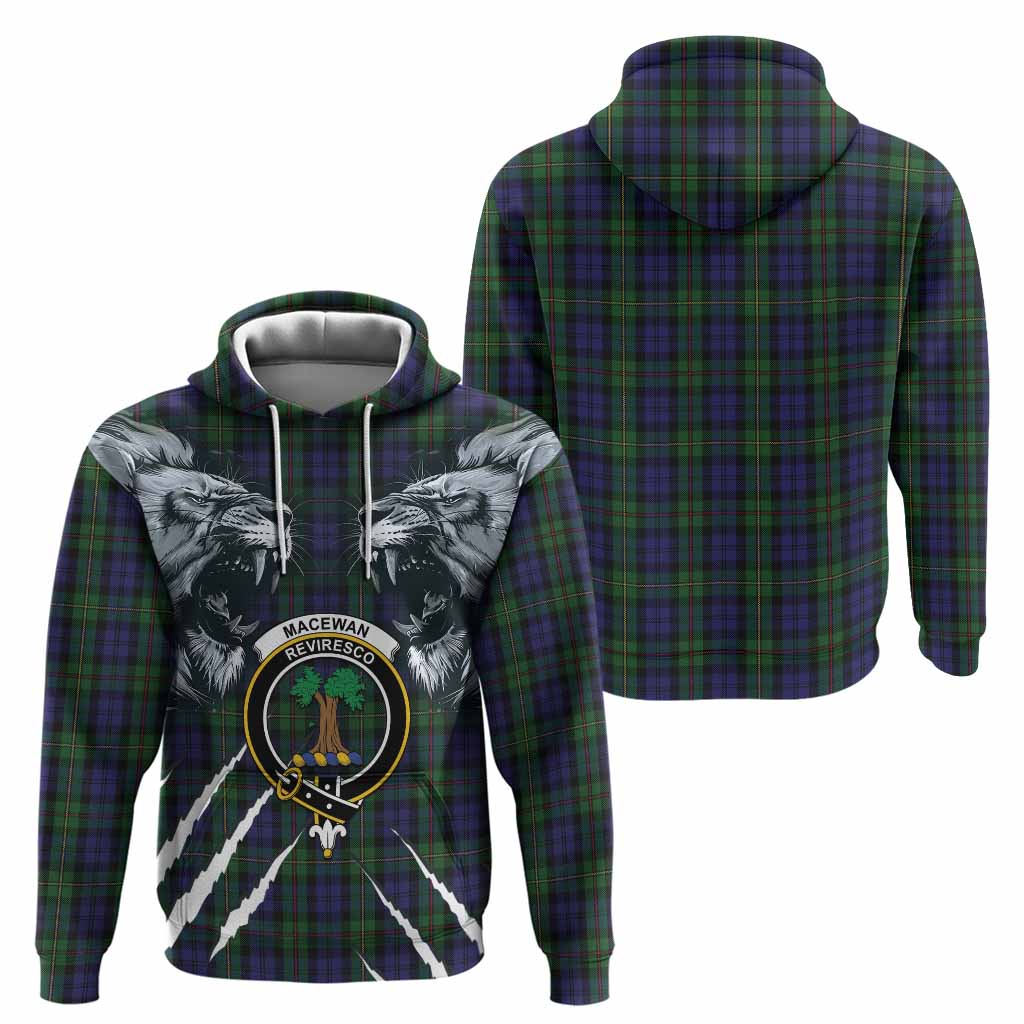 MacEwan (MacEwen) Tartan Crest Hoodie Ferocious Lion Style