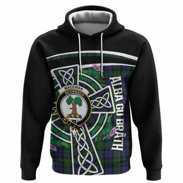 MacEwan (MacEwen) Tartan Crest Hoodie Scottish Thistle Celtic Cross Alba Gu Brath