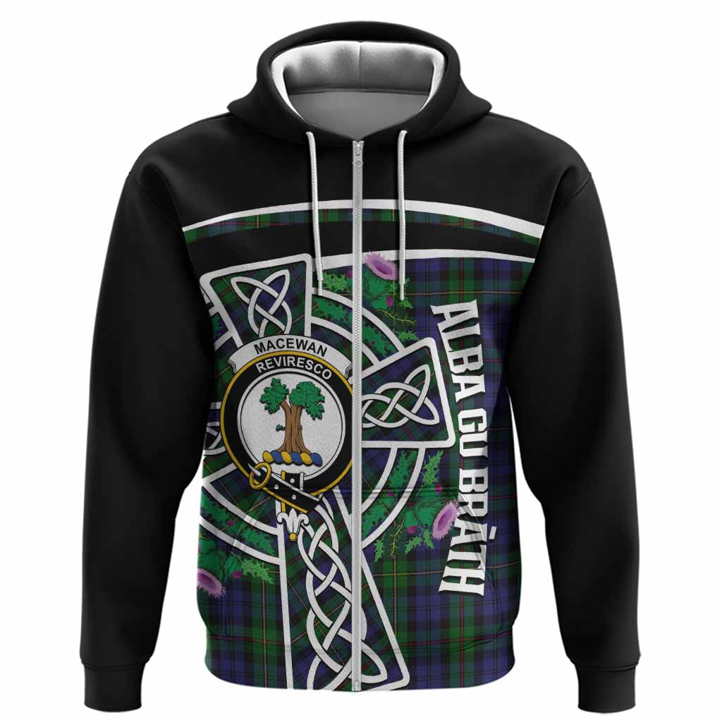 MacEwan (MacEwen) Tartan Crest Hoodie Scottish Thistle Celtic Cross Alba Gu Brath