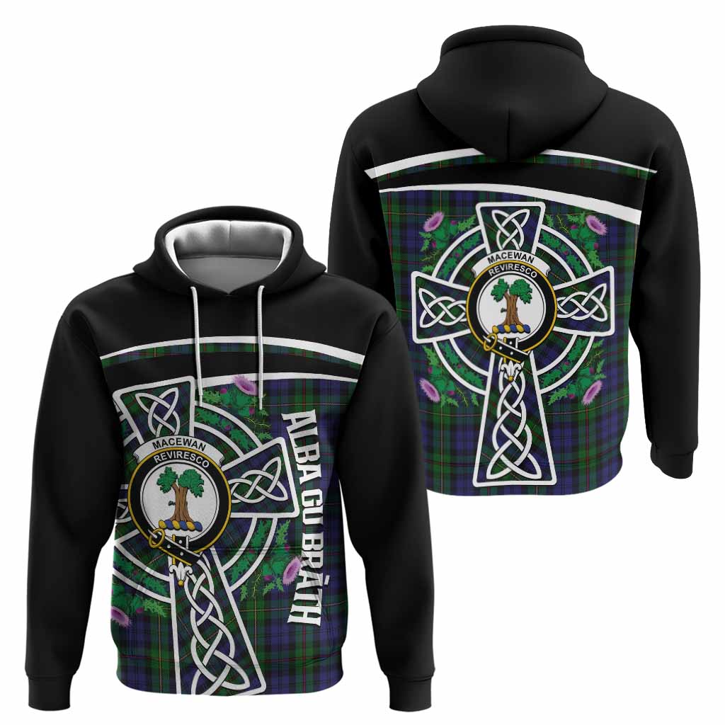 MacEwan (MacEwen) Tartan Crest Hoodie Scottish Thistle Celtic Cross Alba Gu Brath
