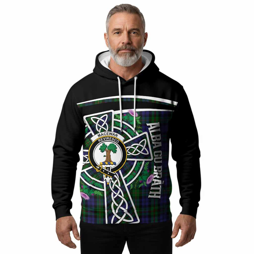 MacEwan (MacEwen) Tartan Crest Hoodie Scottish Thistle Celtic Cross Alba Gu Brath