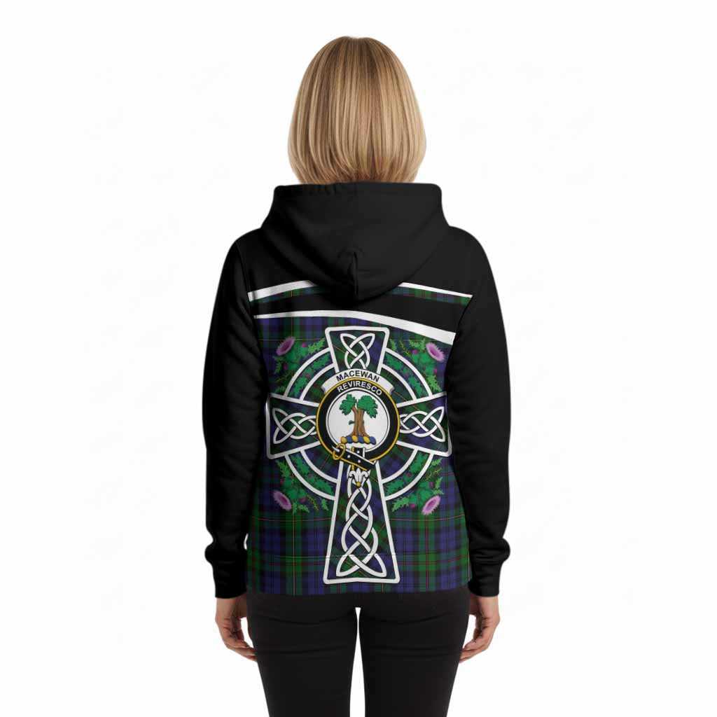 MacEwan (MacEwen) Tartan Crest Hoodie Scottish Thistle Celtic Cross Alba Gu Brath