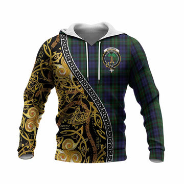 MacEwan (MacEwen) Tartan Crest Knitted Hoodie Celtic Knot and Triple Trickle Spiral Symbols