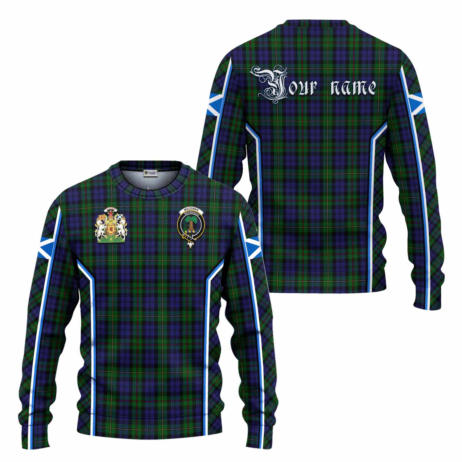 MacEwan (MacEwen) Tartan Crest Knitted Sweater Scotland Coat of Arm Flag Style - Tartan Vibes Clothing