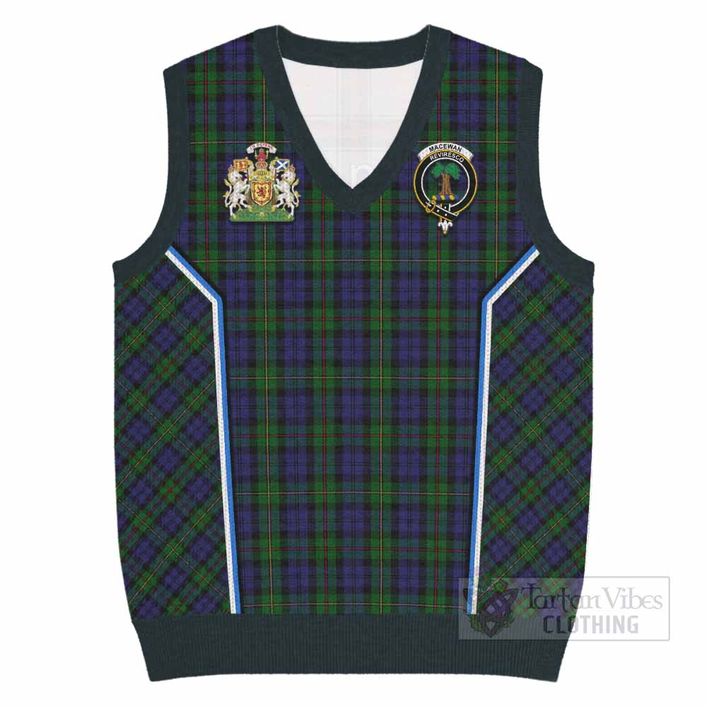 MacEwan (MacEwen) Tartan Crest Knitted V-Neck Vest Scotland Coat of Arm Flag Style - Tartan Vibes Clothing