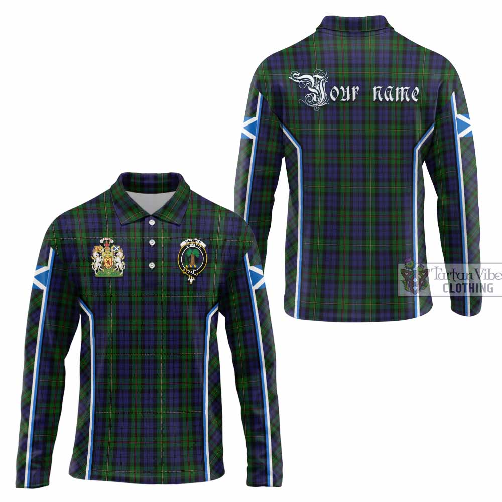 MacEwan (MacEwen) Tartan Crest Long Sleeve Polo Shirt Scotland Coat of Arm Flag Style - Tartan Vibes Clothing