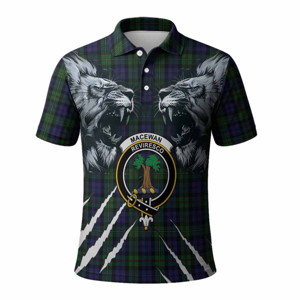 MacEwan (MacEwen) Tartan Crest Polo Shirt Ferocious Lion Style