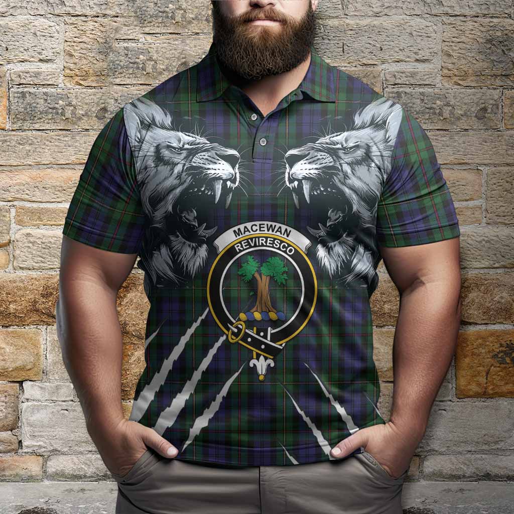 MacEwan (MacEwen) Tartan Crest Polo Shirt Ferocious Lion Style