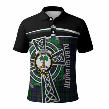 MacEwan (MacEwen) Tartan Crest Polo Shirt Scottish Thistle Celtic Cross Alba Gu Brath