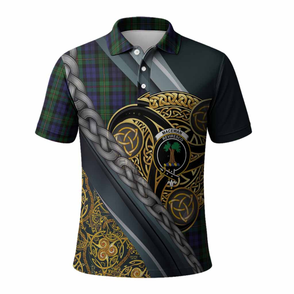 MacEwan (MacEwen) Tartan Crest Polo Shirt Scottish Triskele Celtic
