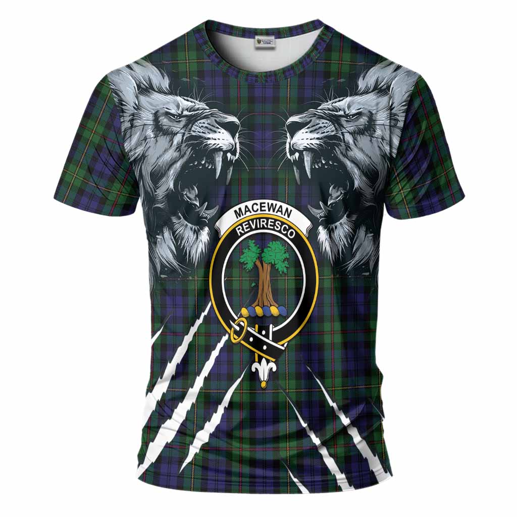 MacEwan (MacEwen) Tartan Crest T-Shirt Ferocious Lion Style