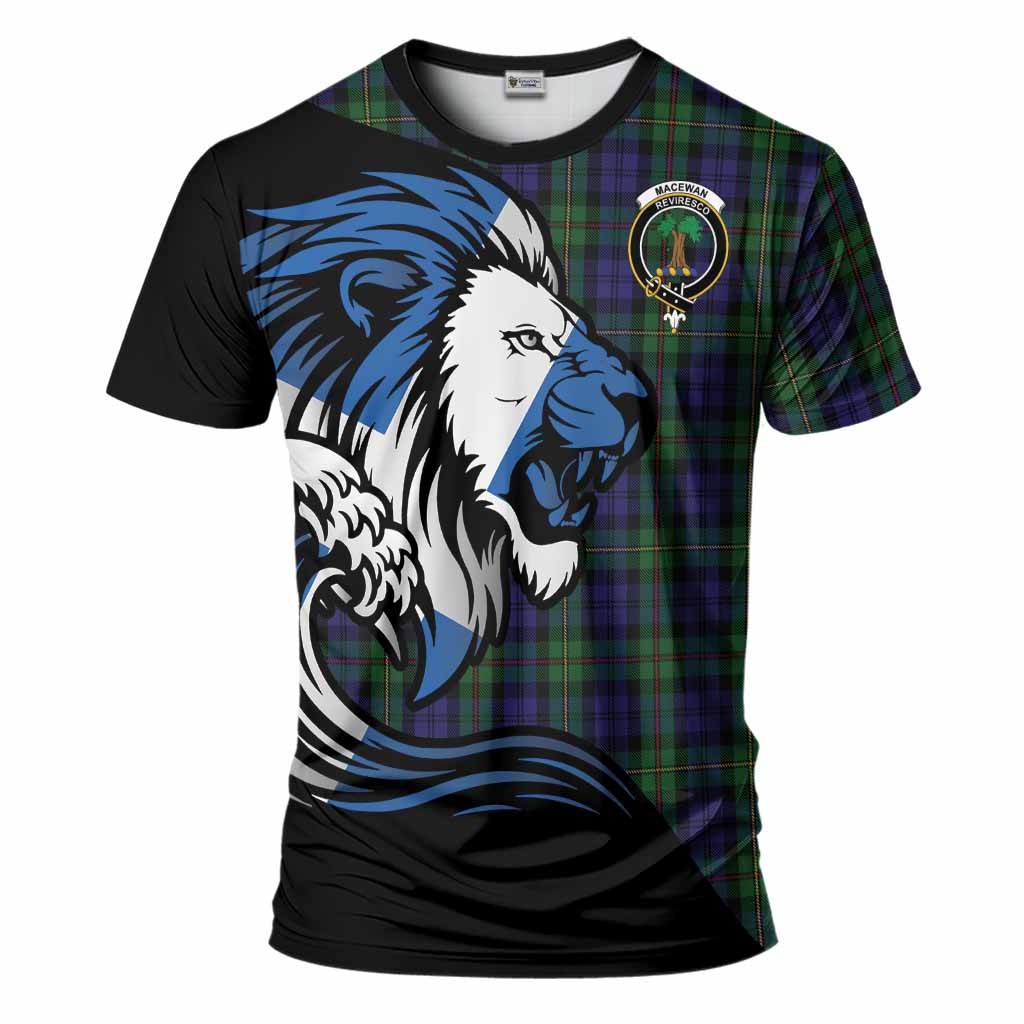 MacEwan (MacEwen) Tartan Crest T-Shirt Scottish Golden Lions Wave Flow