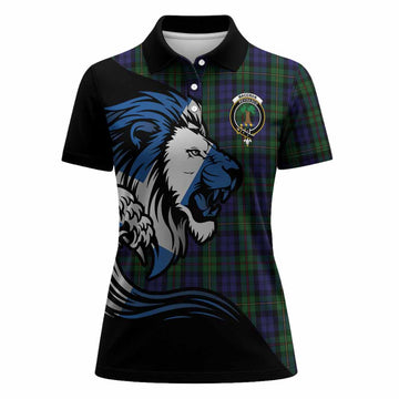 MacEwan (MacEwen) Tartan Crest Women Polo Shirt Scottish Golden Lions Wave Flow