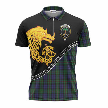 MacEwan (MacEwen) Tartan Crest Zipper Polo Shirt Legendary Dragon Knot Half Style