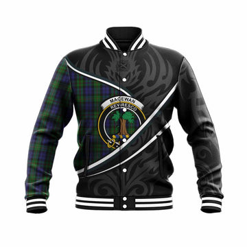 MacEwan (MacEwen) Tartan Family Crest Baseball Jacket Celtic Scottish Thistle Floral