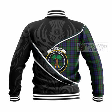 MacEwan (MacEwen) Tartan Family Crest Baseball Jacket Celtic Scottish Thistle Floral