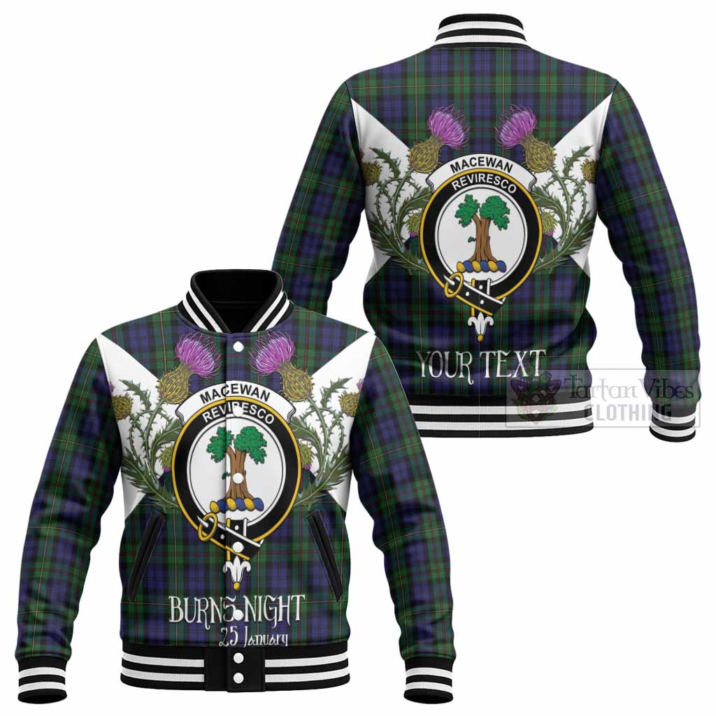 MacEwan (MacEwen) Tartan Family Crest Baseball Jacket Scottish Burns Night Thistle Floral