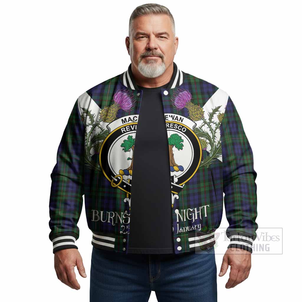 MacEwan (MacEwen) Tartan Family Crest Baseball Jacket Scottish Burns Night Thistle Floral