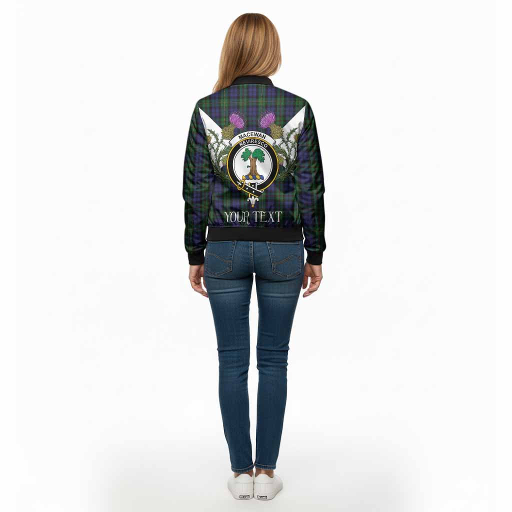 MacEwan (MacEwen) Tartan Family Crest Bomber Jacket Scottish Burns Night Thistle Floral