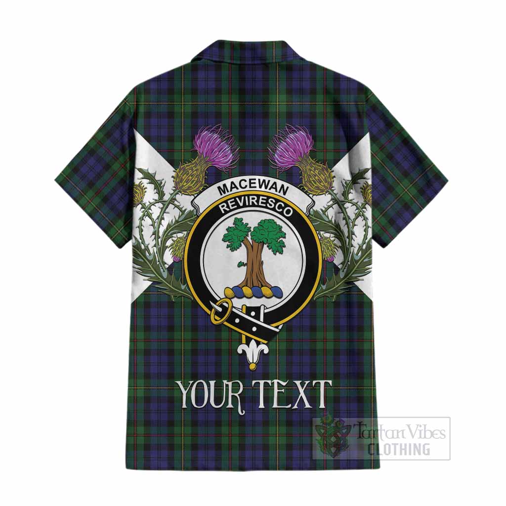MacEwan (MacEwen) Tartan Family Crest Cotton Hawaiian Shirt Scottish Burns Night Thistle Floral