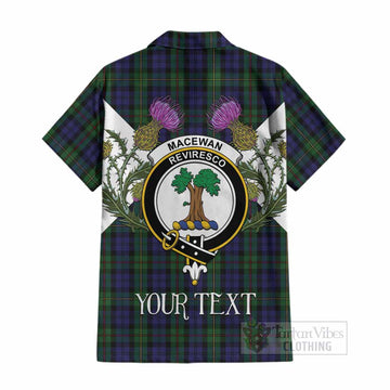 MacEwan (MacEwen) Tartan Family Crest Cotton Hawaiian Shirt Scottish Burns Night Thistle Floral