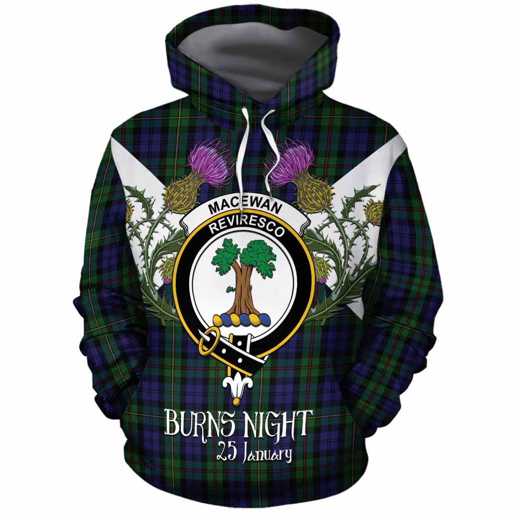 MacEwan (MacEwen) Tartan Family Crest Cotton Hoodie Scottish Burns Night Thistle Floral