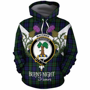 MacEwan (MacEwen) Tartan Family Crest Cotton Hoodie Scottish Burns Night Thistle Floral
