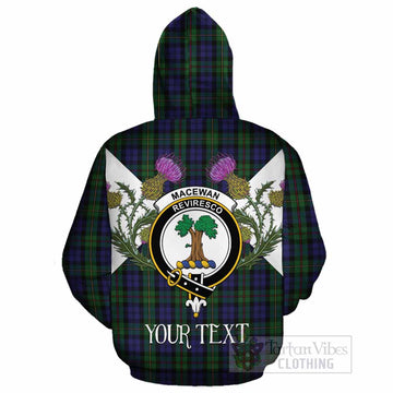 MacEwan (MacEwen) Tartan Family Crest Cotton Hoodie Scottish Burns Night Thistle Floral