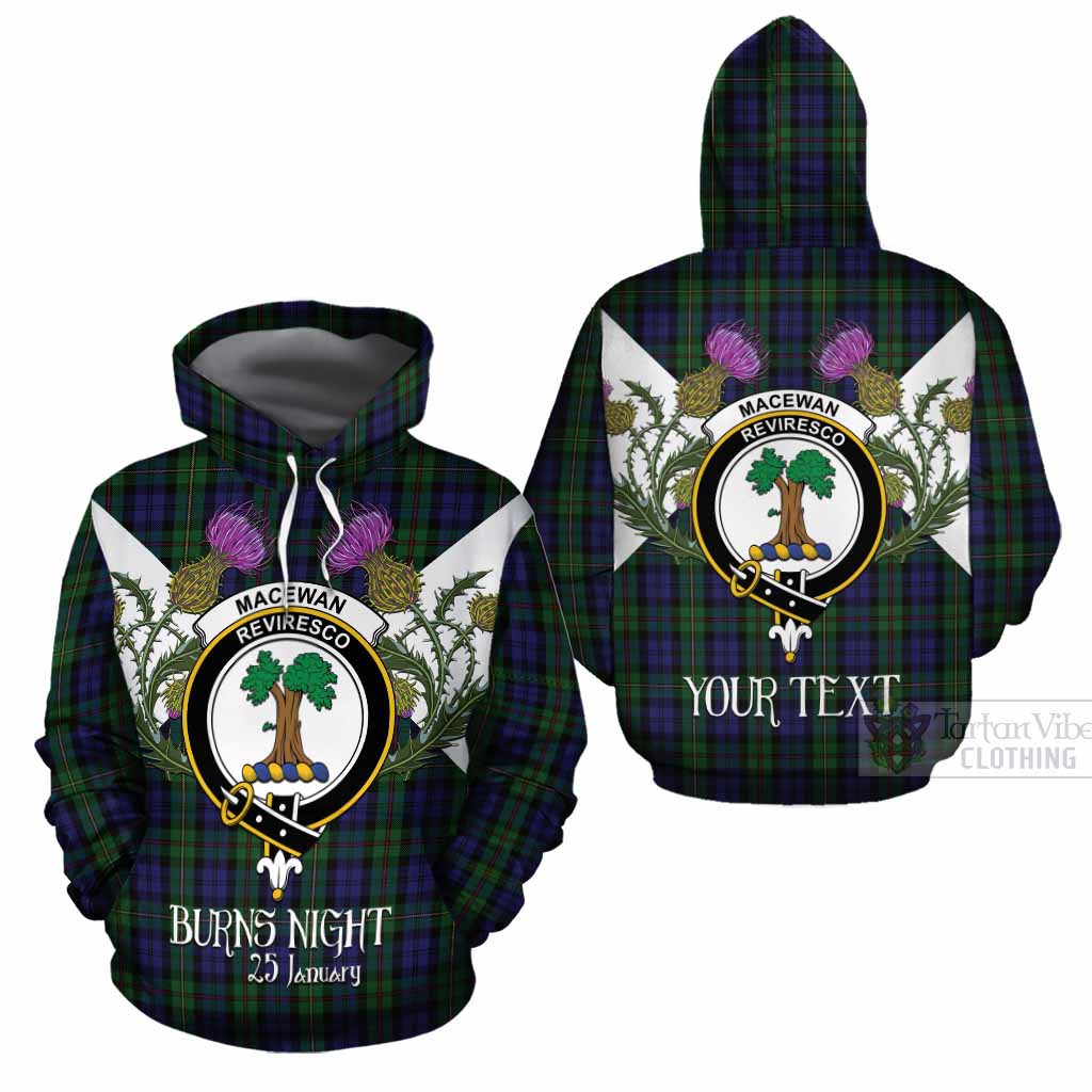 MacEwan (MacEwen) Tartan Family Crest Cotton Hoodie Scottish Burns Night Thistle Floral