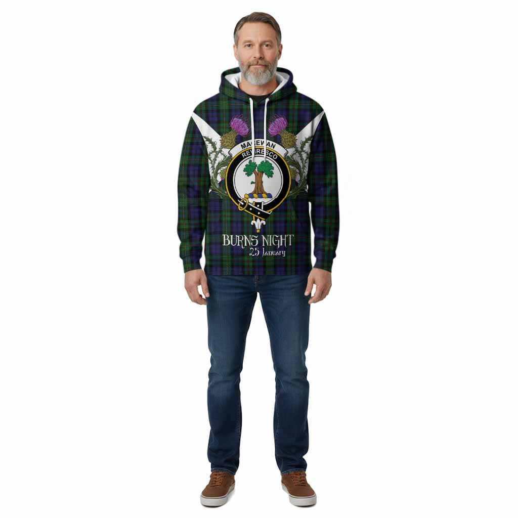 MacEwan (MacEwen) Tartan Family Crest Cotton Hoodie Scottish Burns Night Thistle Floral