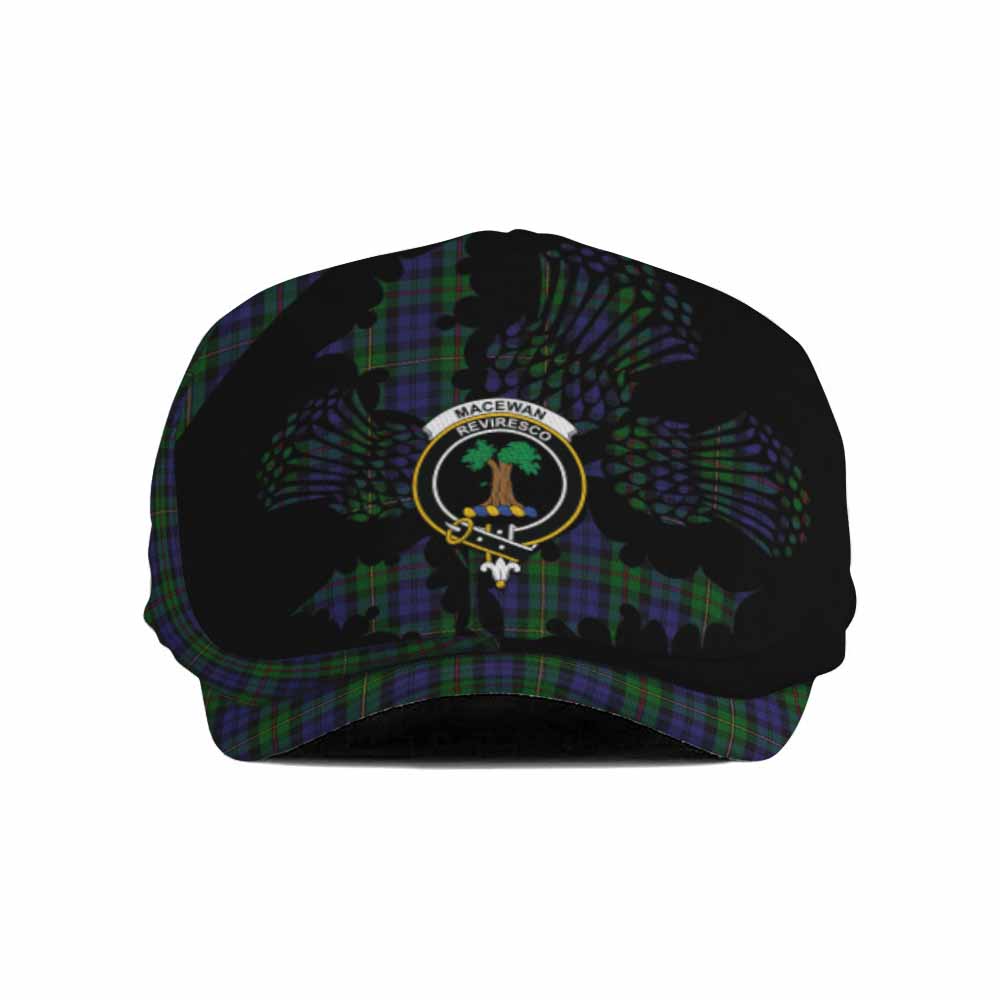 MacEwan (MacEwen) Tartan Family Crest Flat Cap, Jeff Cap Scotland Thistle Floral