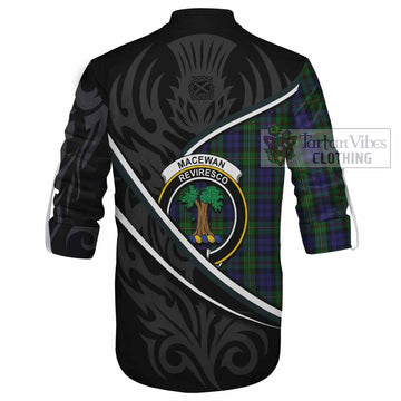 MacEwan (MacEwen) Tartan Family Crest Ghillie Kilt Shirt Celtic Scottish Thistle Floral