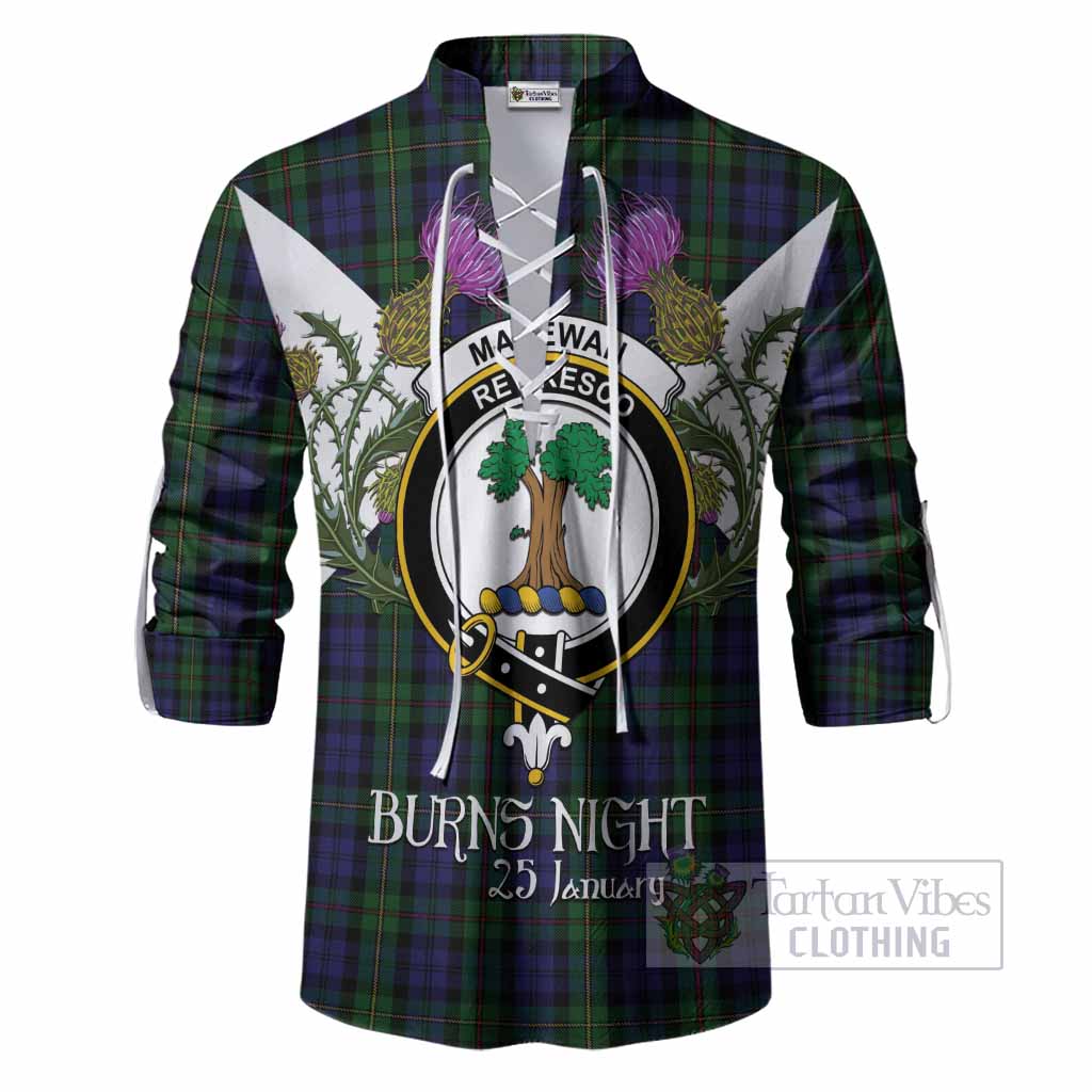 MacEwan (MacEwen) Tartan Family Crest Ghillie Shirt Scottish Burns Night Thistle Floral