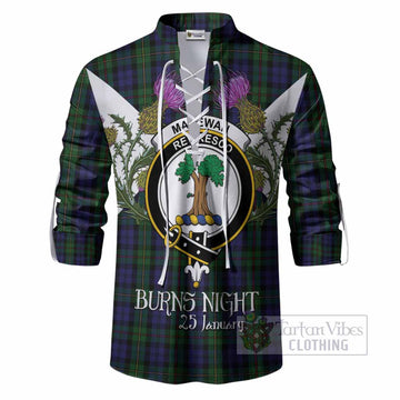 MacEwan (MacEwen) Tartan Family Crest Ghillie Shirt Scottish Burns Night Thistle Floral