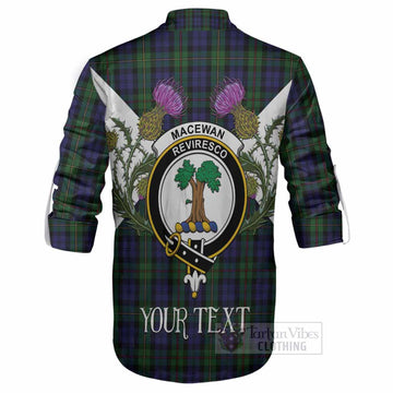 MacEwan (MacEwen) Tartan Family Crest Ghillie Shirt Scottish Burns Night Thistle Floral