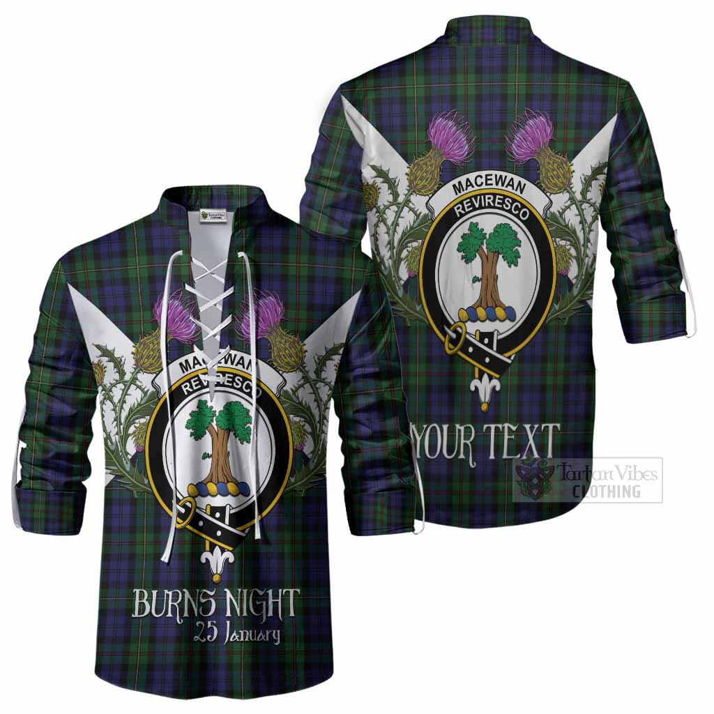 MacEwan (MacEwen) Tartan Family Crest Ghillie Shirt Scottish Burns Night Thistle Floral
