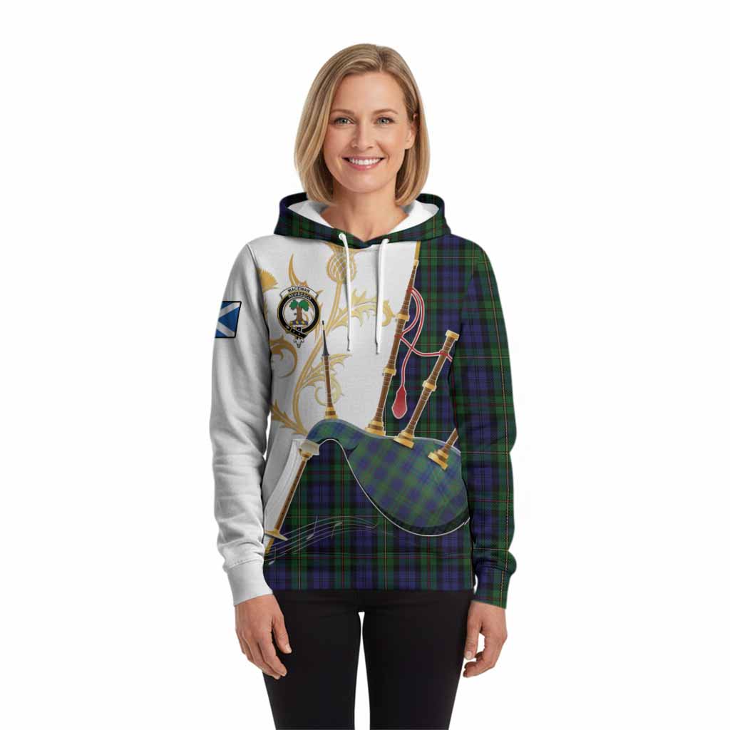 MacEwan (MacEwen) Tartan Family Crest Hoodie Bagpipes with Scottish Thistle
