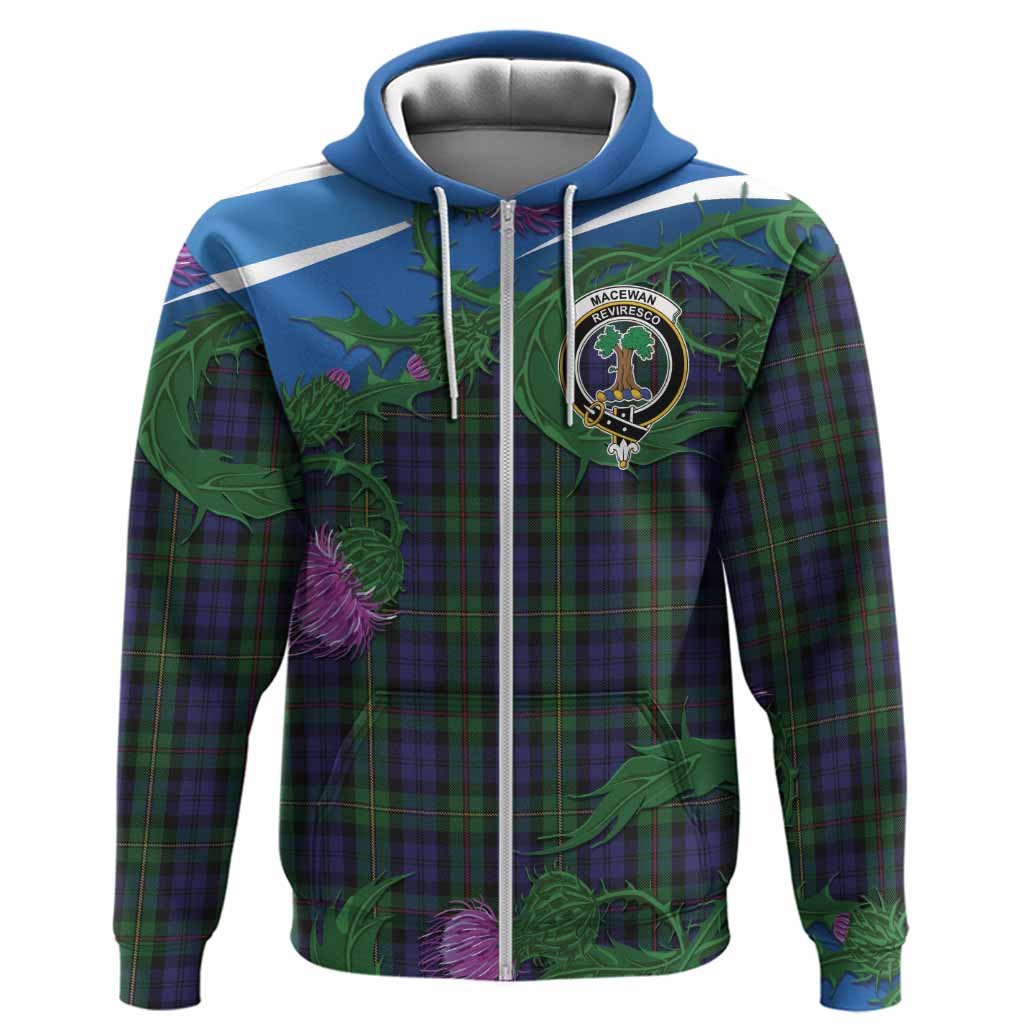 MacEwan (MacEwen) Tartan Family Crest Hoodie Thistle in Minimalism