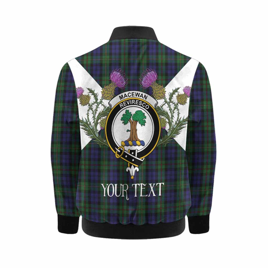 MacEwan (MacEwen) Tartan Family Crest Kid Bomber Jacket Scottish Burns Night Thistle Floral