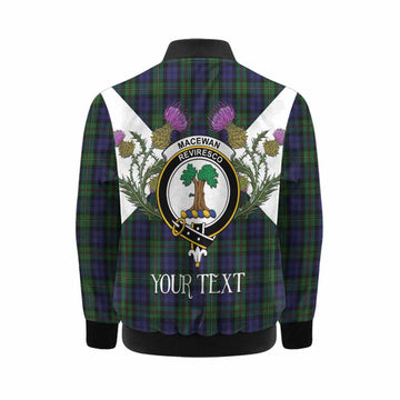 MacEwan (MacEwen) Tartan Family Crest Kid Bomber Jacket Scottish Burns Night Thistle Floral