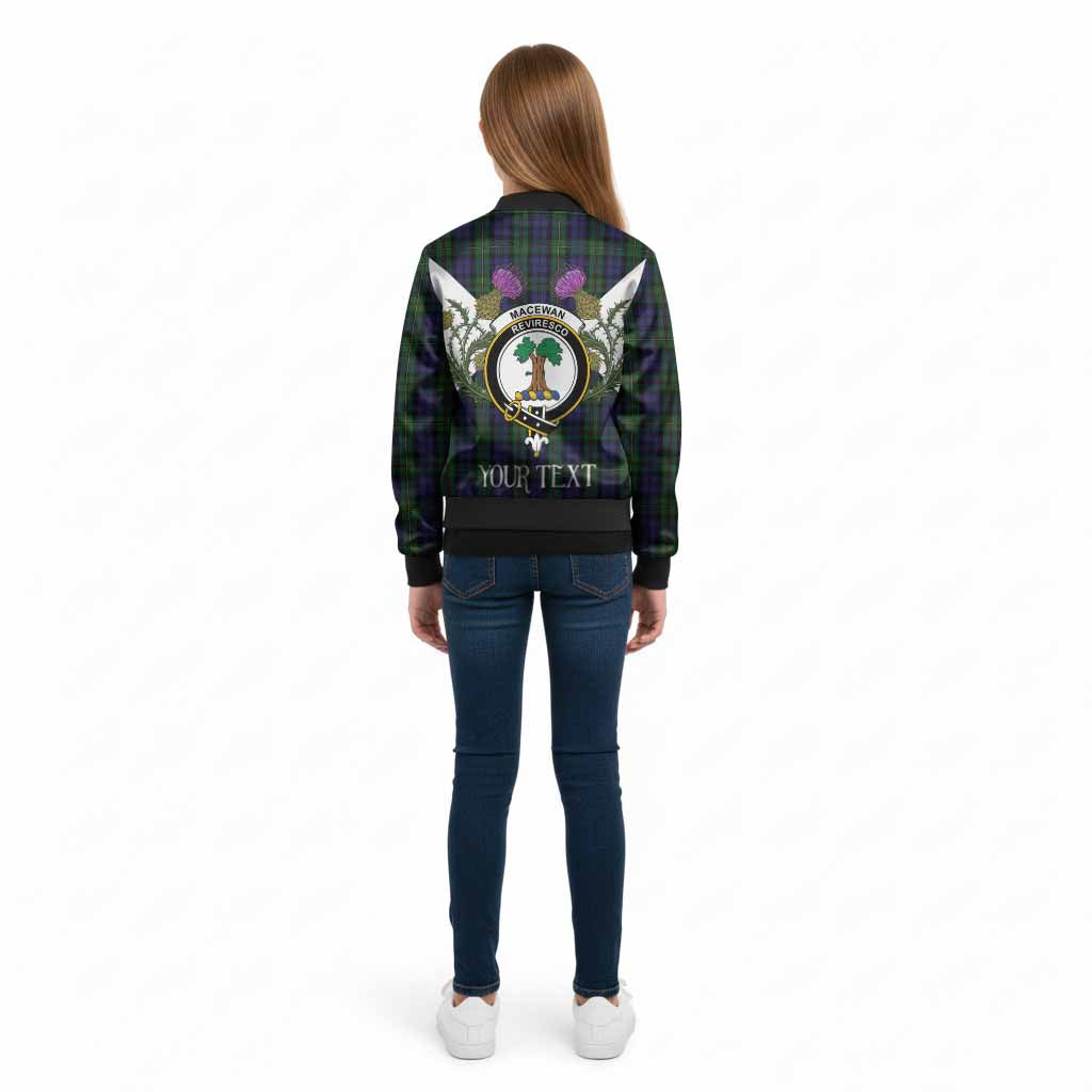 MacEwan (MacEwen) Tartan Family Crest Kid Bomber Jacket Scottish Burns Night Thistle Floral