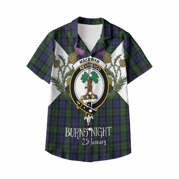 MacEwan (MacEwen) Tartan Family Crest Kid Hawaiian Shirt Scottish Burns Night Thistle Floral
