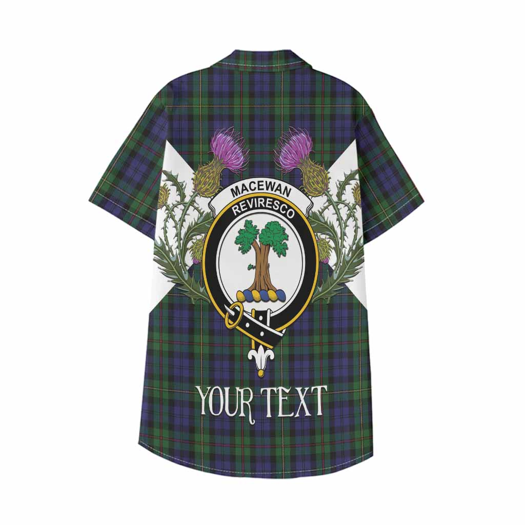 MacEwan (MacEwen) Tartan Family Crest Kid Hawaiian Shirt Scottish Burns Night Thistle Floral