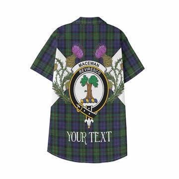 MacEwan (MacEwen) Tartan Family Crest Kid Hawaiian Shirt Scottish Burns Night Thistle Floral