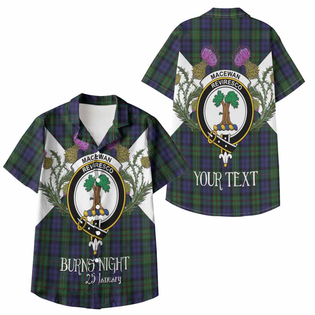 MacEwan (MacEwen) Tartan Family Crest Kid Hawaiian Shirt Scottish Burns Night Thistle Floral