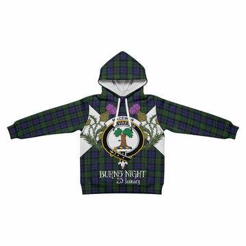 MacEwan (MacEwen) Tartan Family Crest Kid Hoodie Scottish Burns Night Thistle Floral