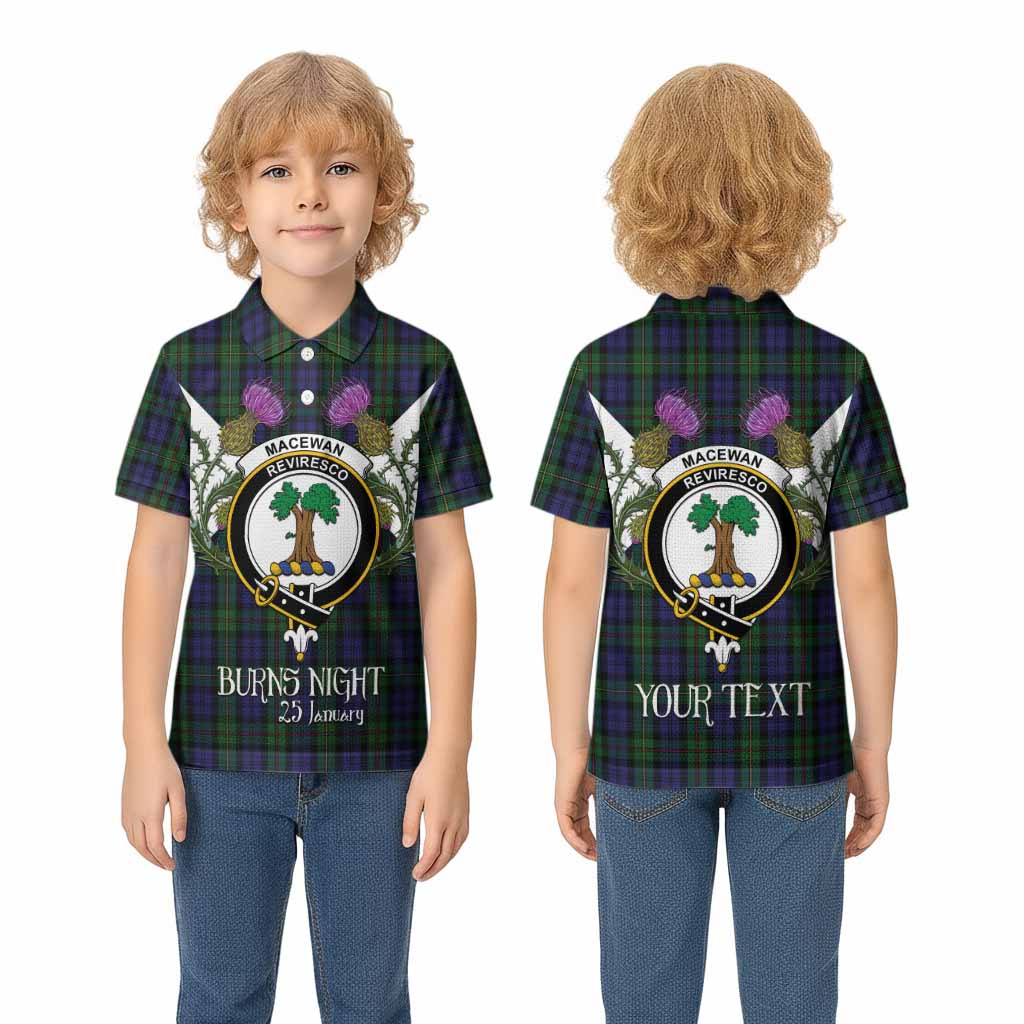MacEwan (MacEwen) Tartan Family Crest Kid Polo Shirt Scottish Burns Night Thistle Floral