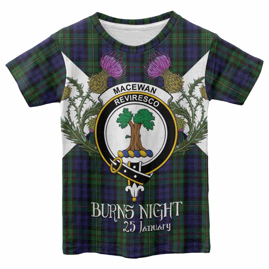 MacEwan (MacEwen) Tartan Family Crest Kid T-shirt Scottish Burns Night Thistle Floral