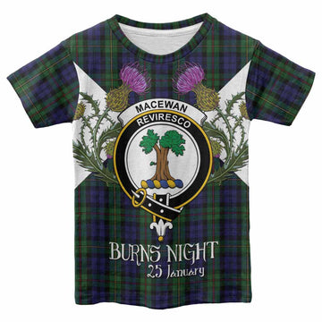 MacEwan (MacEwen) Tartan Family Crest Kid T-shirt Scottish Burns Night Thistle Floral