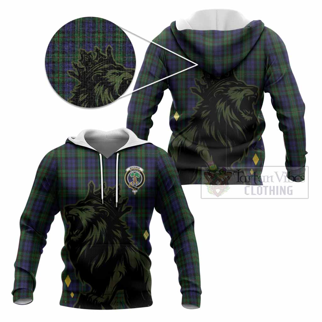 MacEwan (MacEwen) Tartan Family Crest Knitted Hoodie Crowned Lion Roaring